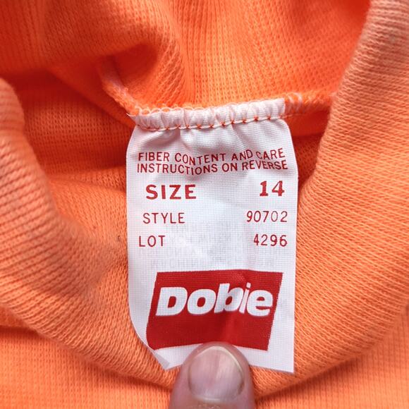 Vintage Dobie Turtleneck Unisex Size 7 Orange Long Sleeve Basic Layering - Picture 3 of 4